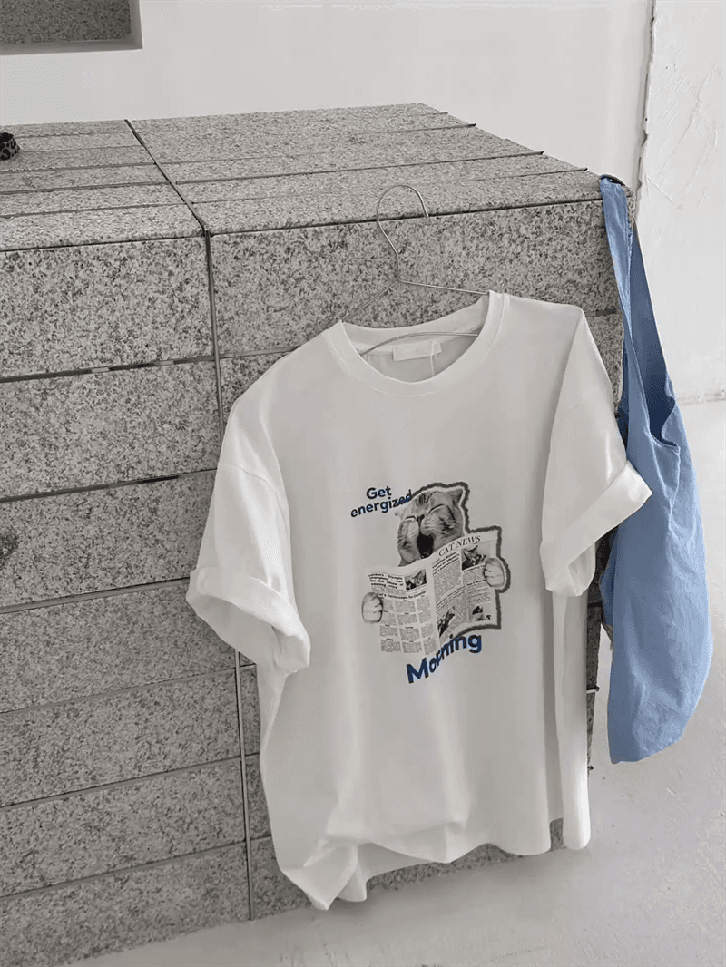 경관 그림 21 순면 210 그램 순면 여름 드레스 반팔 티셔츠 여성 한국 스타일 빅 사이즈 루즈핏 이미지 2