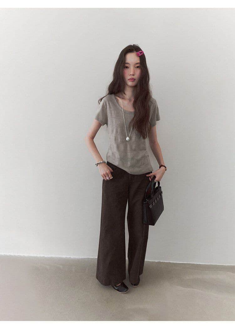 180 그램 65 폴리 에스터 35 면 한 부서 다용도 미니멀리즘 u 칼라 캐주얼 티셔츠 여성 여름 새로운 느슨함 루즈핏 맨위 상세 이미지 41