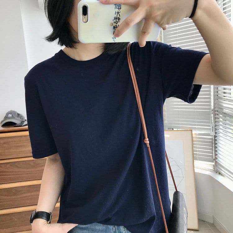 160 그램 눈꽃 아마 76 폴리 에스터 24 면 여름 통기성 반팔 아마 티셔츠 여성 루즈핏 한국 스타일 얇은 스타일 맨위 상세 이미지 3