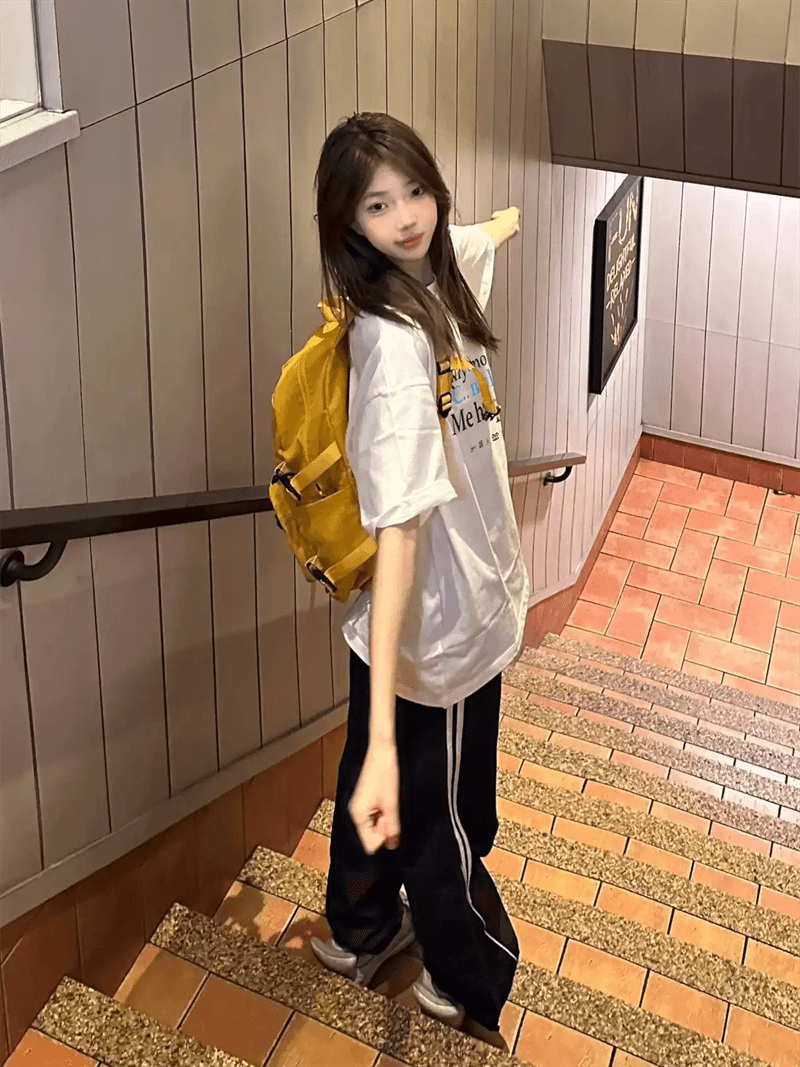 경관 그림 21 순면 210 그램 순면 여름 드레스 반팔 티셔츠 여성 한국 스타일 빅 사이즈 루즈핏 상세 이미지 4