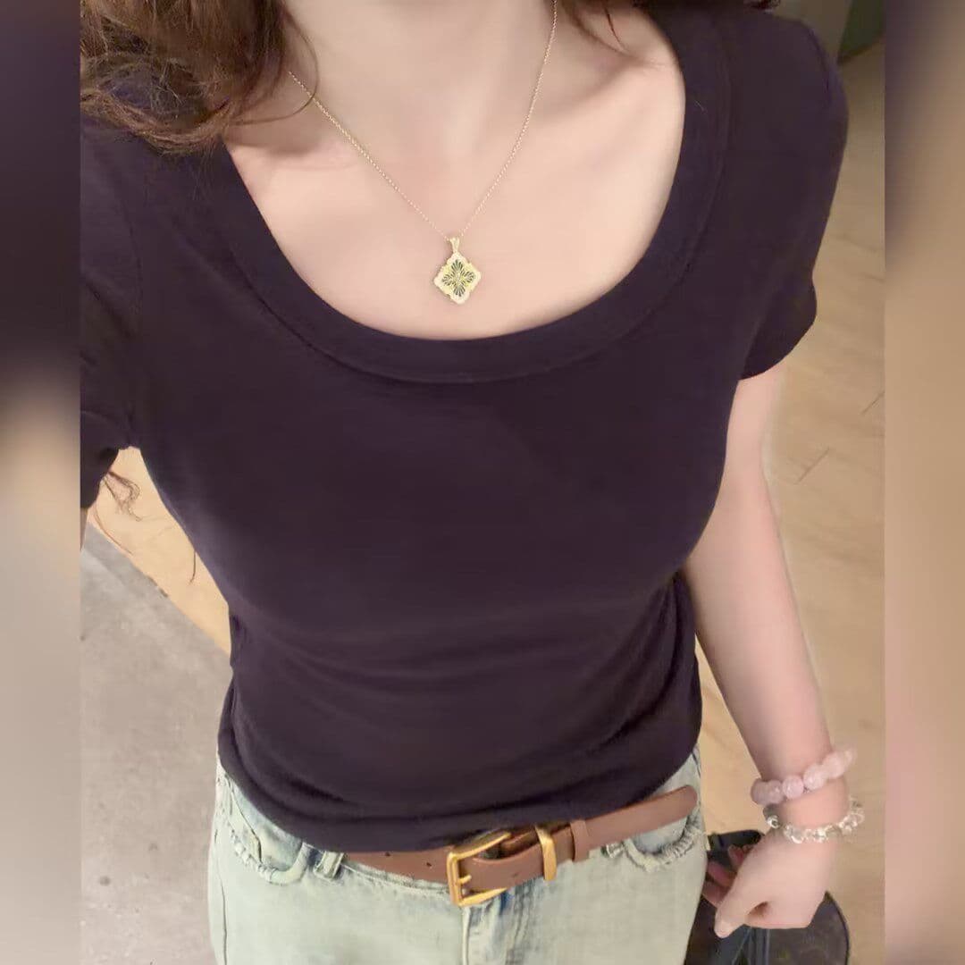 고급 실크 대나무 마디 보안 행침 카드 심지어 어깨 패키지 칼라 9 색상 흔들어서 톤 폭발 u 칼라 미니멀리즘 다용도 티셔츠 상세 이미지 5