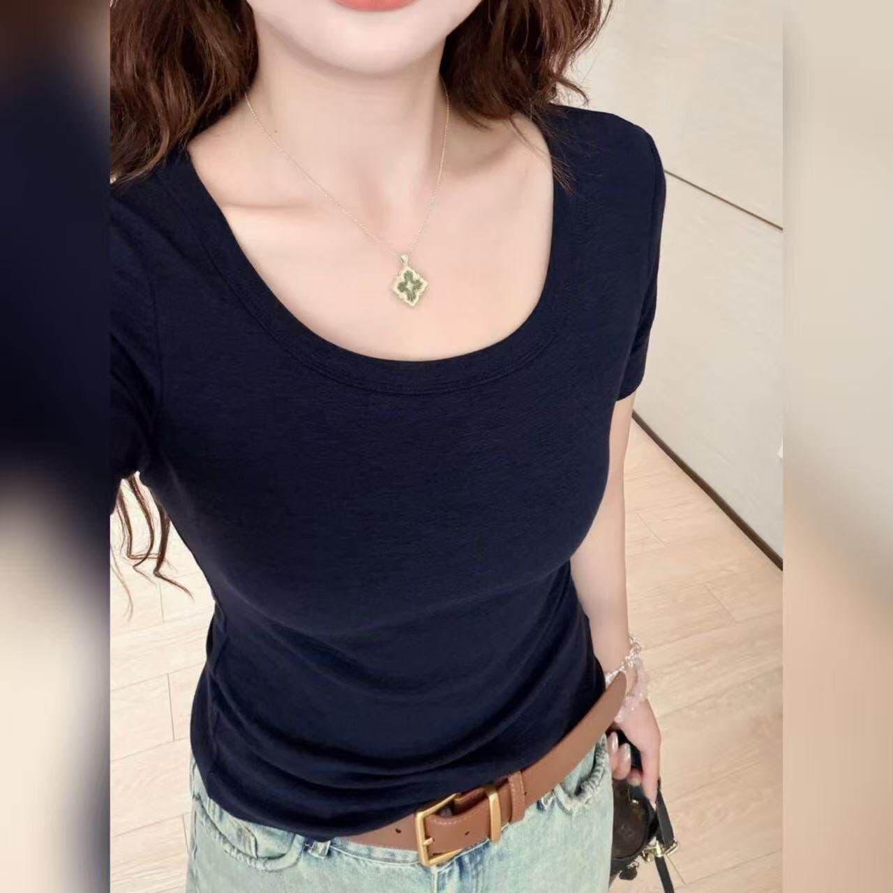 고급 실크 대나무 마디 보안 행침 카드 심지어 어깨 패키지 칼라 9 색상 흔들어서 톤 폭발 u 칼라 미니멀리즘 다용도 티셔츠 상세 이미지 8