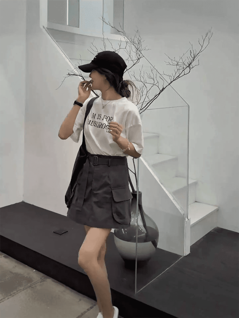 경관 그림 21 순면 210 그램 순면 여름 드레스 반팔 티셔츠 여성 한국 스타일 빅 사이즈 루즈핏 상세 이미지 6