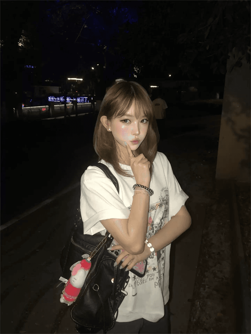 경관 그림 21 순면 210 그램 순면 여름 드레스 반팔 티셔츠 여성 한국 스타일 빅 사이즈 루즈핏 이미지 2