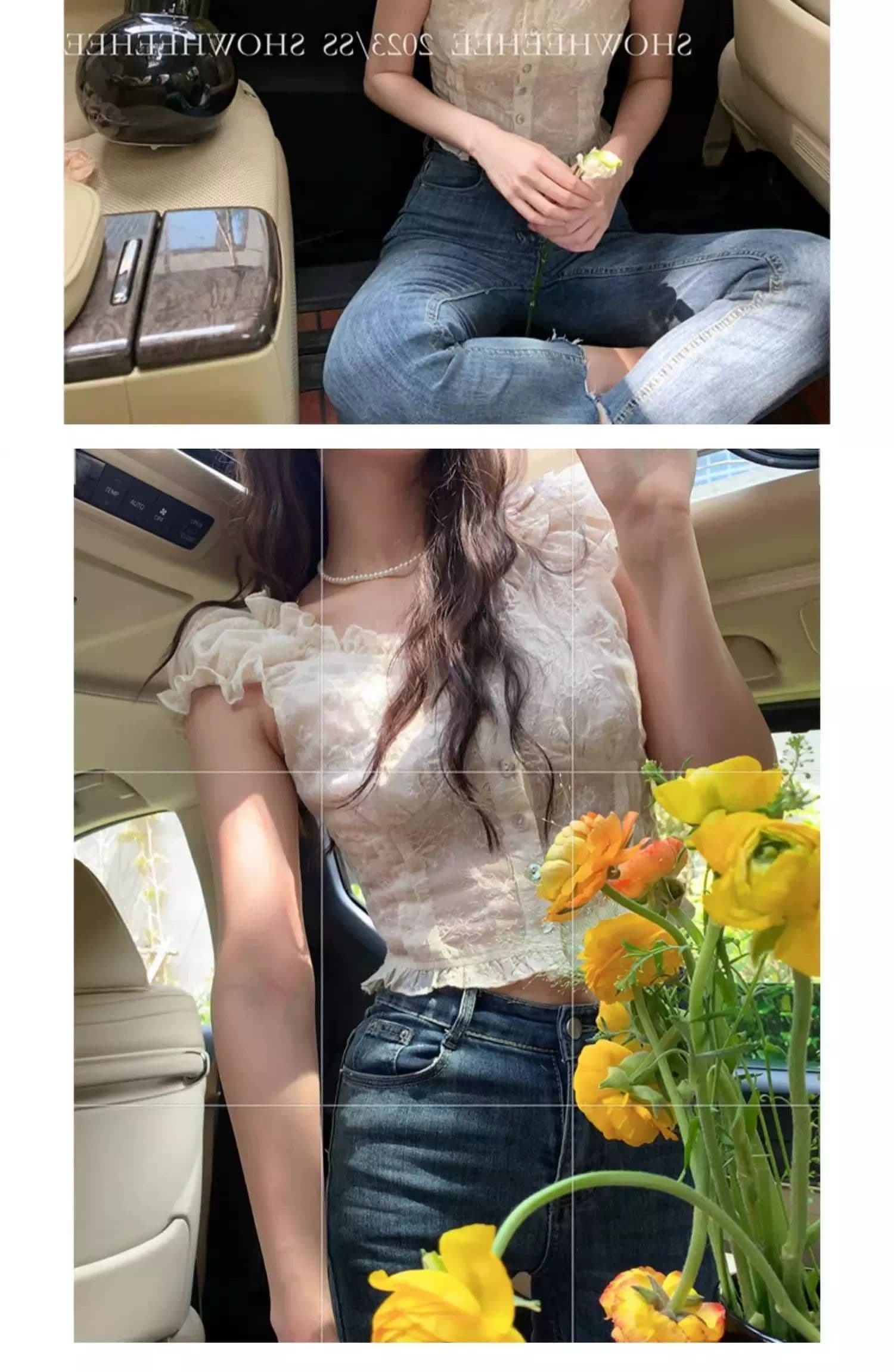프랑스식 디자인 센스 프릴 여성 셔츠 여름 레이스 버블 반팔 Chic 작은 셔츠 오프숄더 쇼트 스타일 맨위 상세 이미지 27