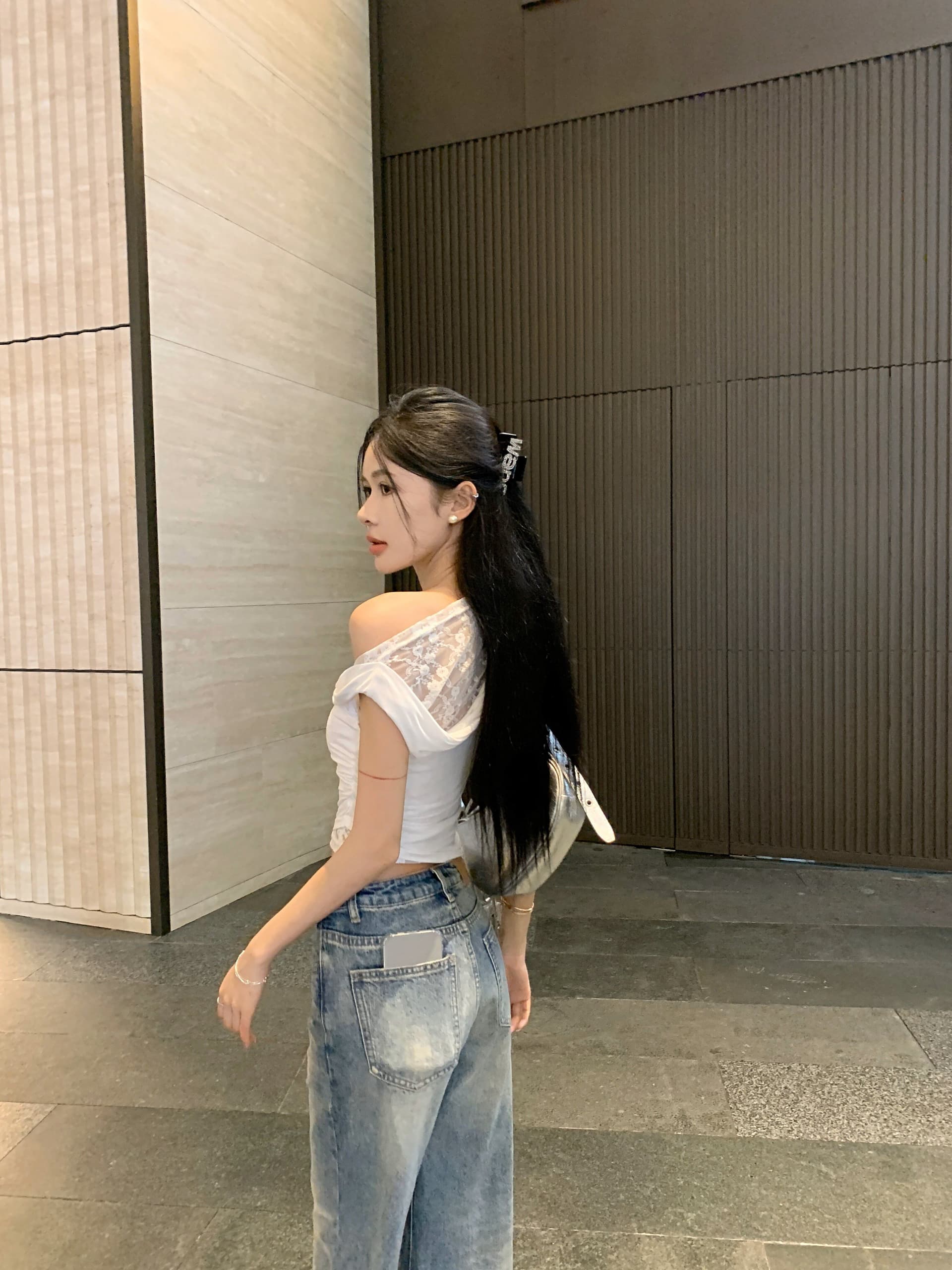 아침 칼라 불규칙 흔들다 칼라 비스듬한 어깨 레이스 반팔 티셔츠 여성 여름 달콤한 핫걸 오프숄더 쇼트 스타일 작은 맨위 아름다운 상세 이미지 13