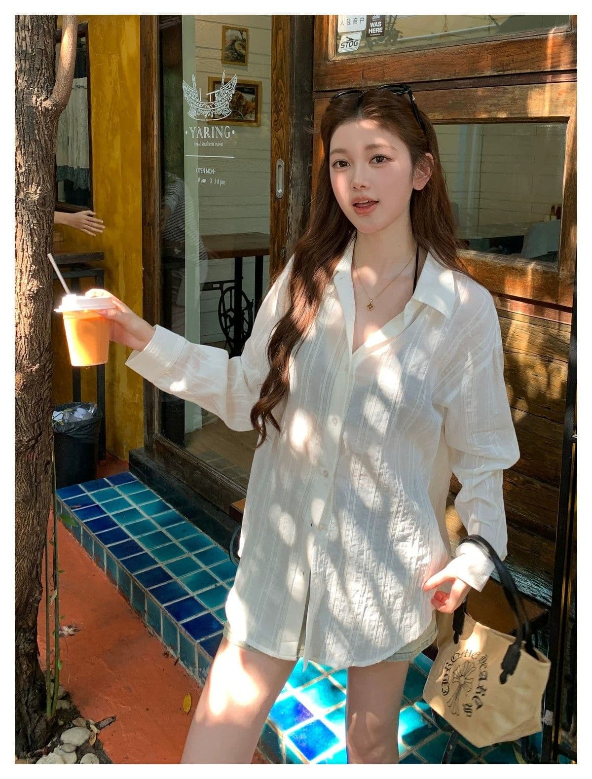 프랑스식 고급 센스 화이트 긴팔 여성 셔츠 봄 여름 새로운 얇은 스타일 출퇴근 다용도 캐주얼 품격 자외선 차단 맨위 상세 이미지 15