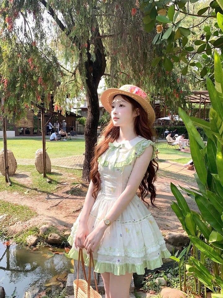 학원 스타일 달콤함 베이비 칼라 녹색 여성 드레스 여름 2026 새로운 작은 키 쇼트 스타일 jk 퍼프 치마 상세 이미지 5