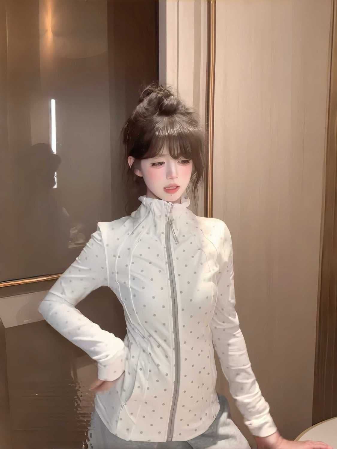 정가 도트 무늬 몸매 가꾸기 자외선 차단 의류 여자 여름 새로운 야외 세트 얇고 가벼운 차가운 센스 통기성