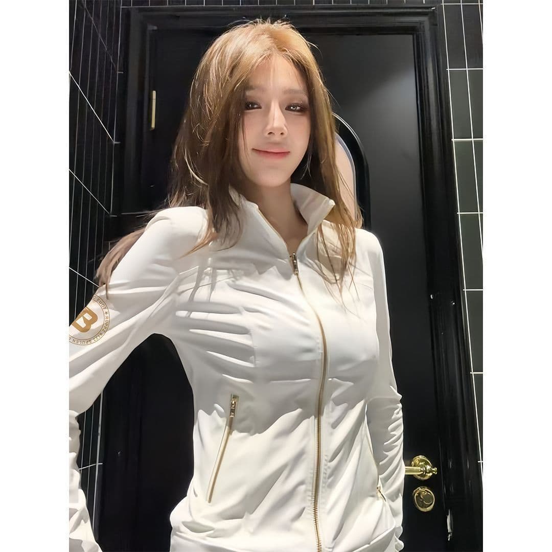 정가 아메리칸 운동 스탠드 칼라 장미 골드 지퍼 여성 코트 새로운 몸매 가꾸기 슬림해 보이는 얇고 가벼운 자외선 차단 복 상세 이미지 11