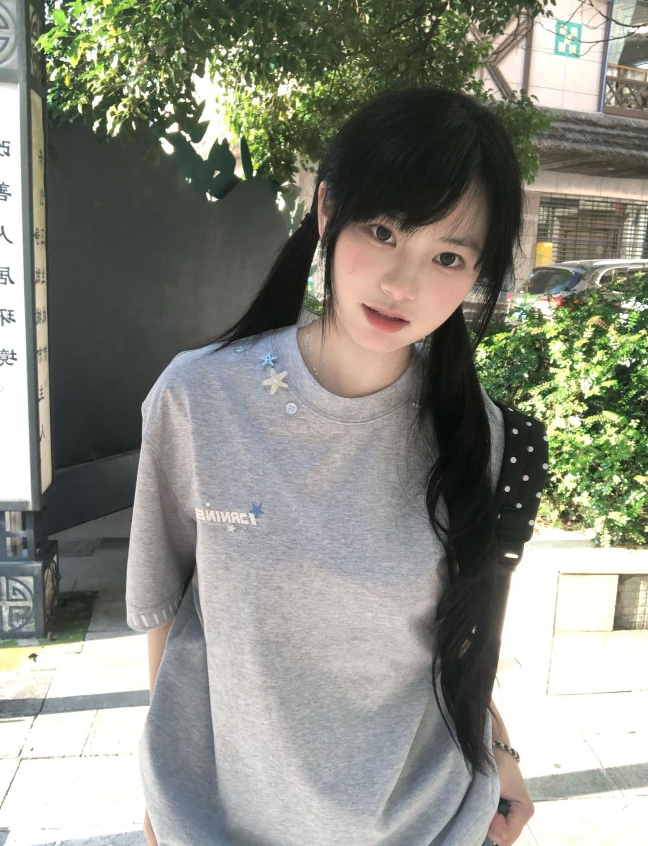 정가 단추 자수 네리 가게 천 순면 220 그램 빗질하다 닫기 반팔 티셔츠 여성 상세 이미지 5