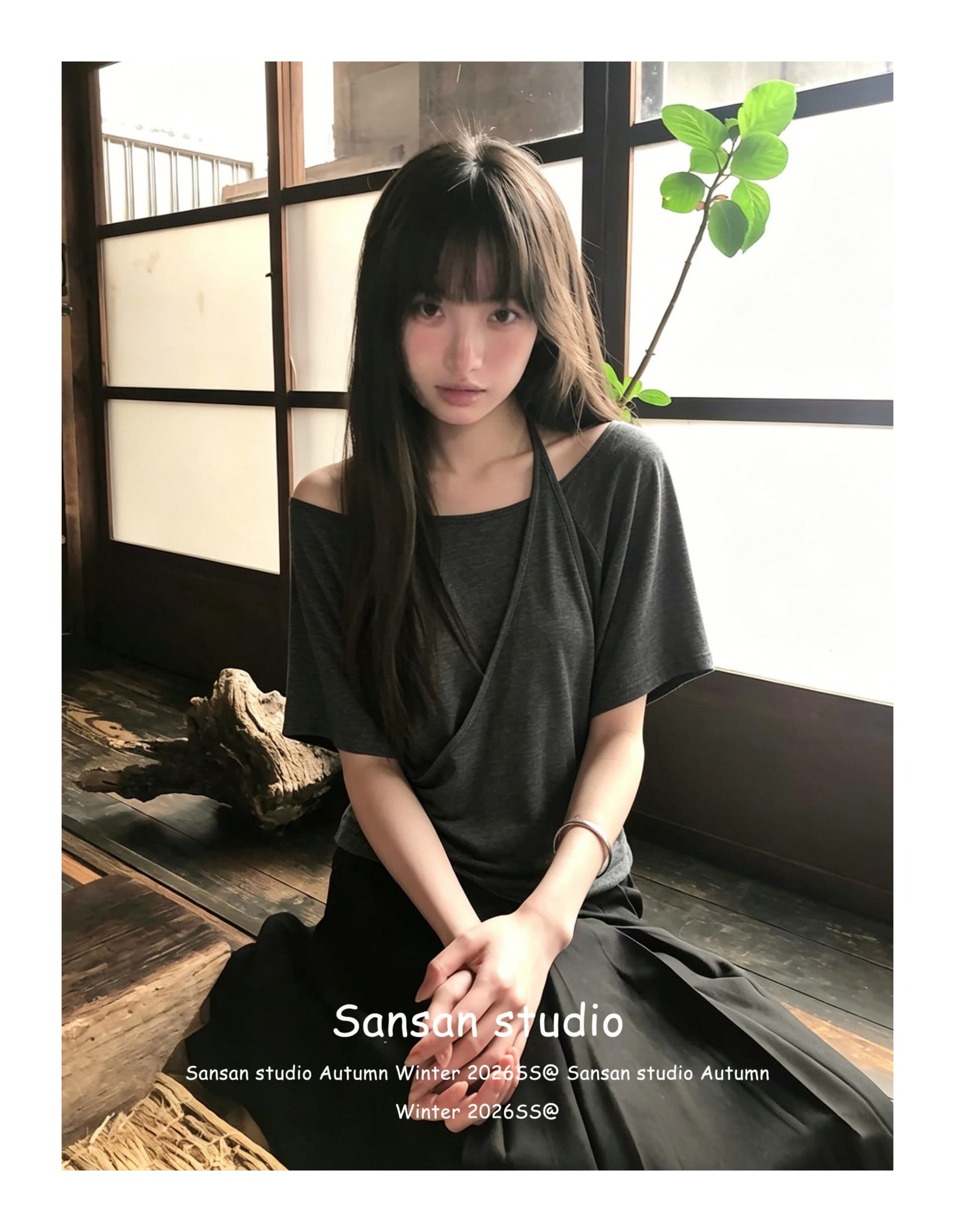 컬러 코튼 당겨 프레임 페이크 레이어드 반팔 여성 여름 오프숄더 배트윙 소매 티셔츠 슬림해 보이는 오프숄더 행침 목 맨위 상세 이미지 2