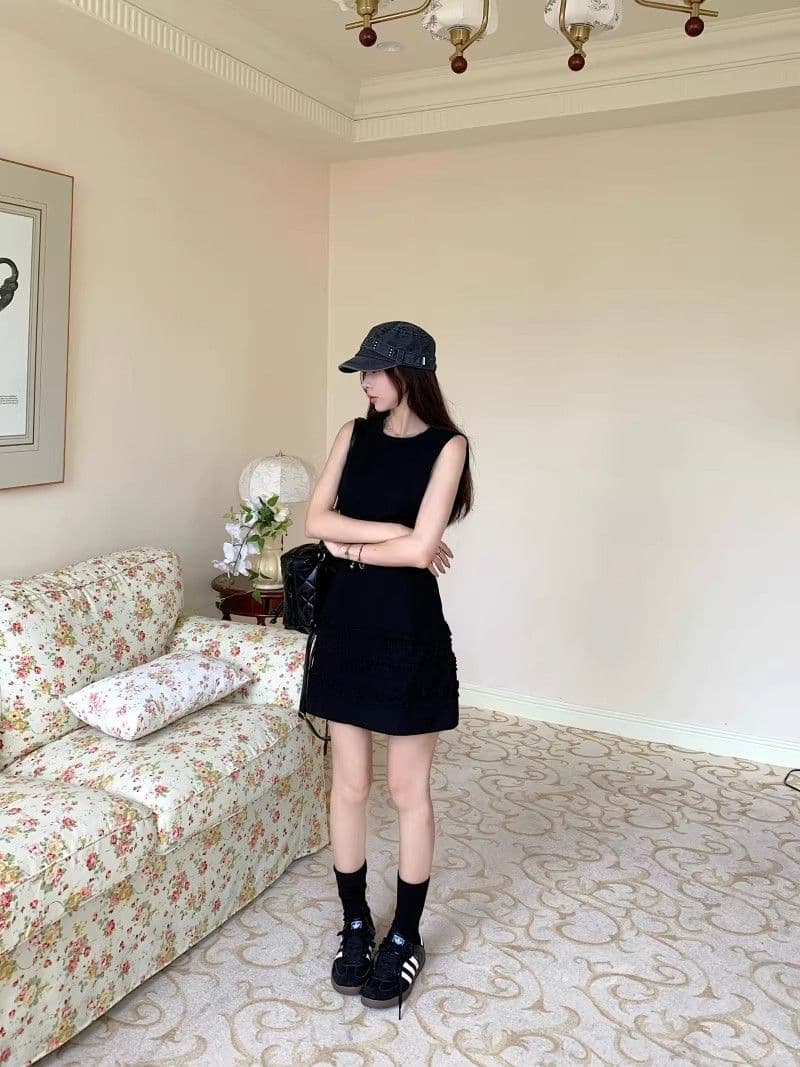 프랑스식 품격 프릴 민소매 조끼 여성 드레스 여름 새로운 작은 대중 디자인 센스 허리 수축 슬림해 보이는 미니 스커트 상세 이미지 14