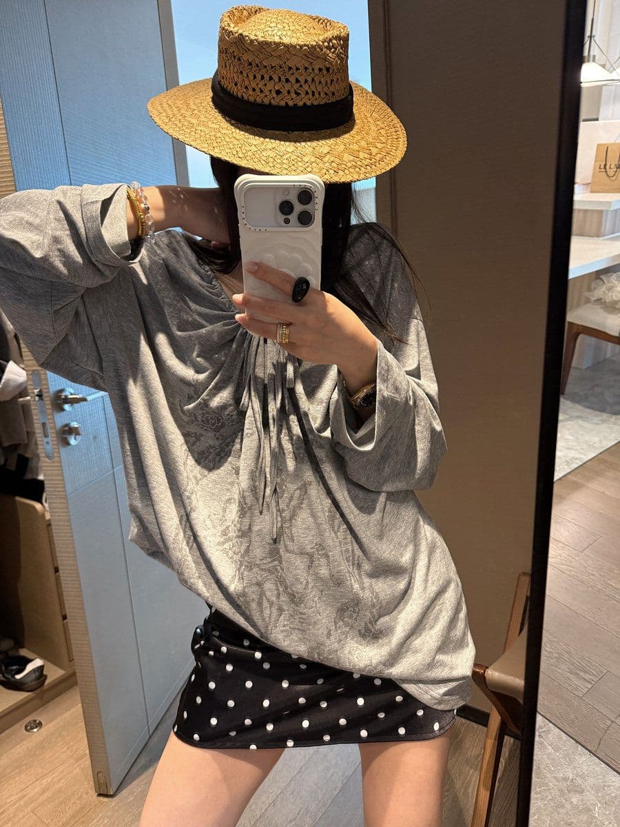 라이 경기 서울 주간 실크 자외선 차단 긴팔 티셔츠 여성 여름 새로운 느긋한 루즈핏 얇은 스타일 블라우스 상세 이미지 4