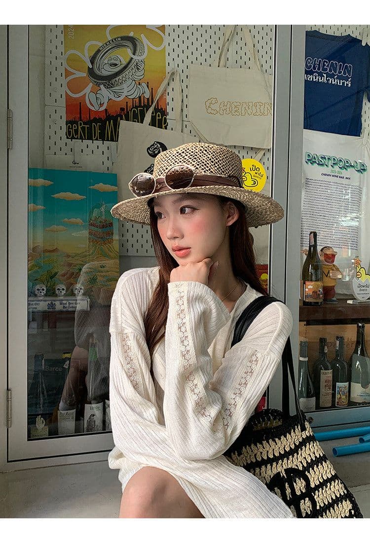 아메리칸 자외선 차단 블라우스 여성 새로운 여름 착용 가져 가라. 긴팔 티셔츠 한 부서 작은 대중 디자인 센스 홀로우 아웃 맨위 상세 이미지 16