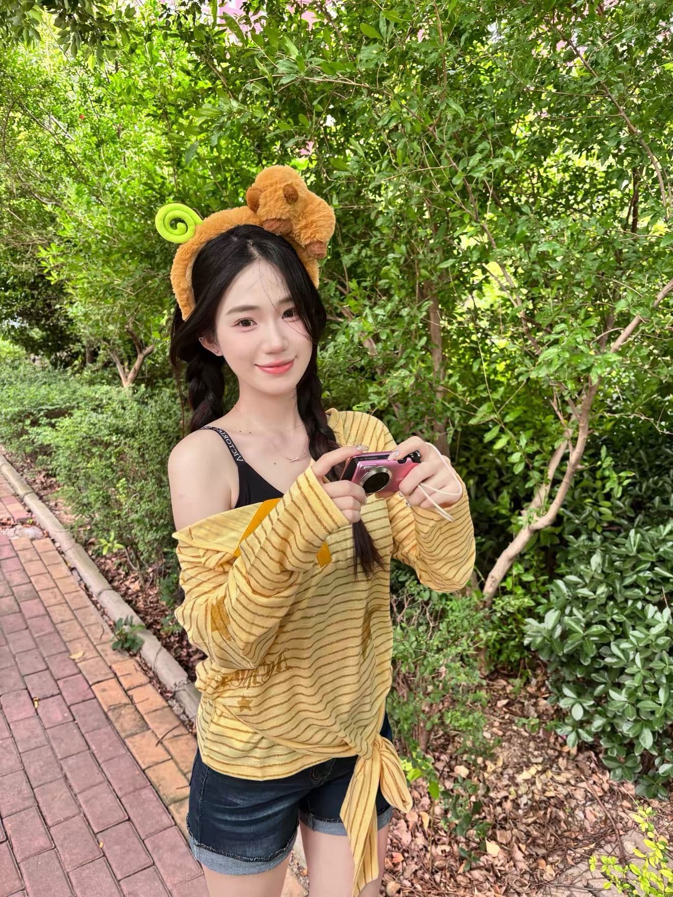 2026 년 여름 새로운 라운드 넥 미니멀리즘 섹션 루즈핏 황색 스트라이프 긴팔 캐주얼 섹션 얇은 스타일 자외선 차단 상세 이미지 2