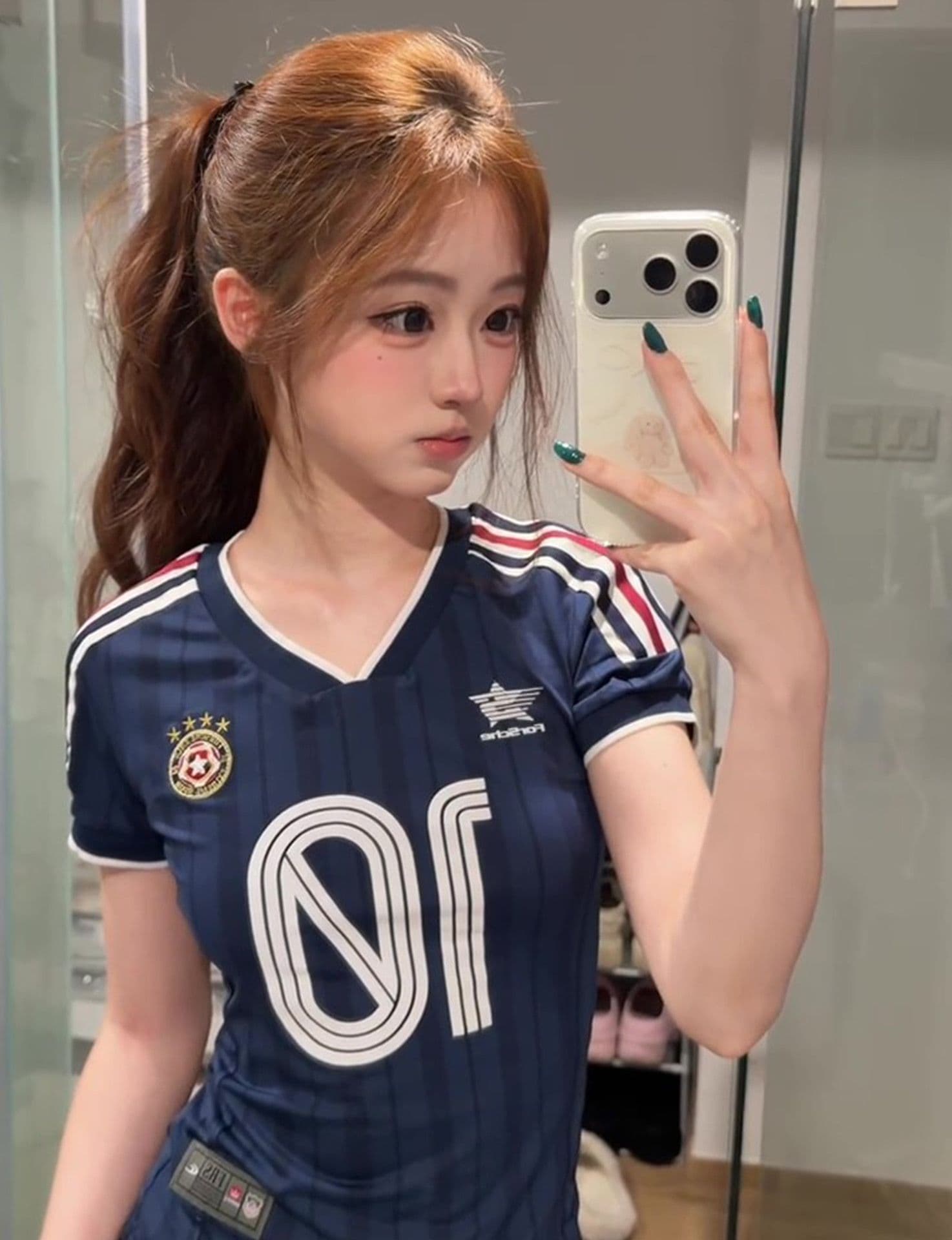 정가 자수 프린트 네리 가게 천 광저우 원단 반팔 티셔츠 여성 이미지 2