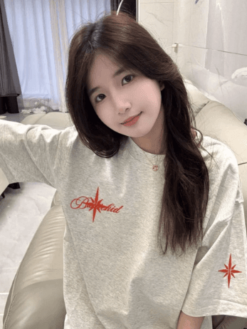 정가 자수 네리 가게 천 순면 220 그램 빗질하다 닫기 반팔 티셔츠 여성 상세 이미지 3