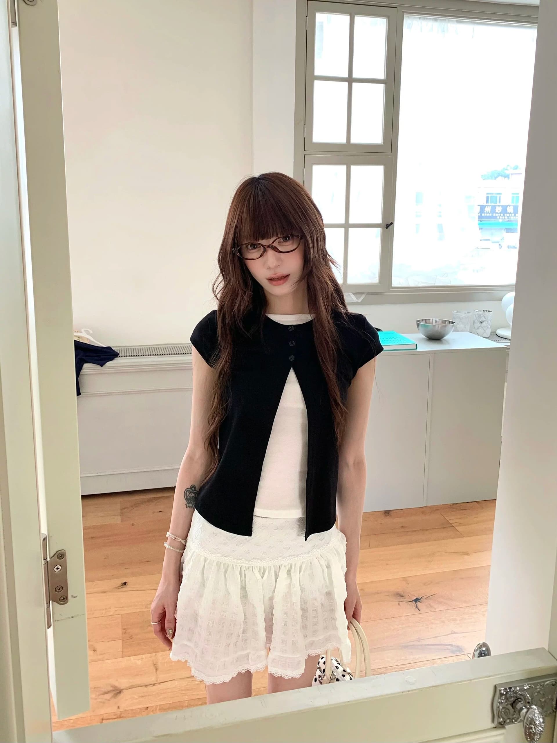 순면 리브 당겨 프레임 페이크 레이어드 티셔츠 여성 의류 여름 디자인 센스 연령 감소 다용도 풀오버 반팔 상세 이미지 3