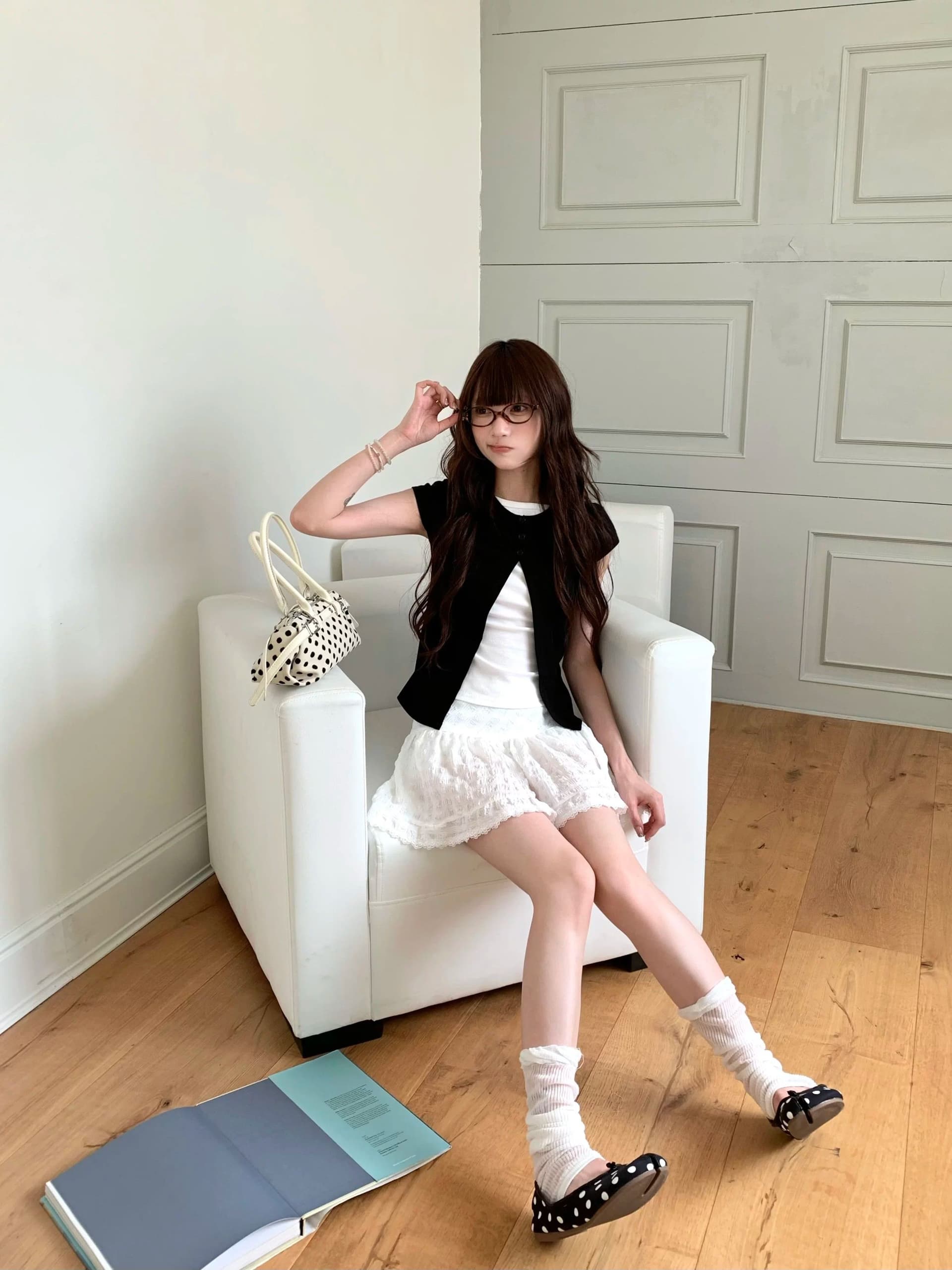 순면 리브 당겨 프레임 페이크 레이어드 티셔츠 여성 의류 여름 디자인 센스 연령 감소 다용도 풀오버 반팔 상세 이미지 9