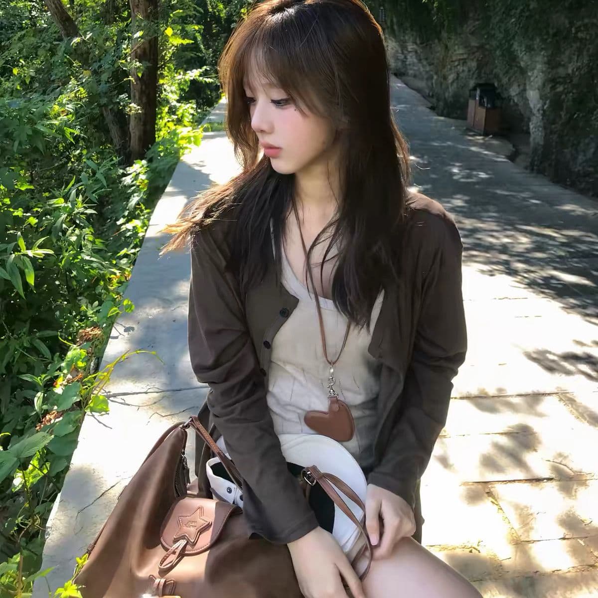 조끼 170 그램 순면 자카드 오픈 가디건 165 그램 눈꽃 면 긴팔 오픈 가디건 인사이드 가져 가라. 투피스 조끼 이미지 3
