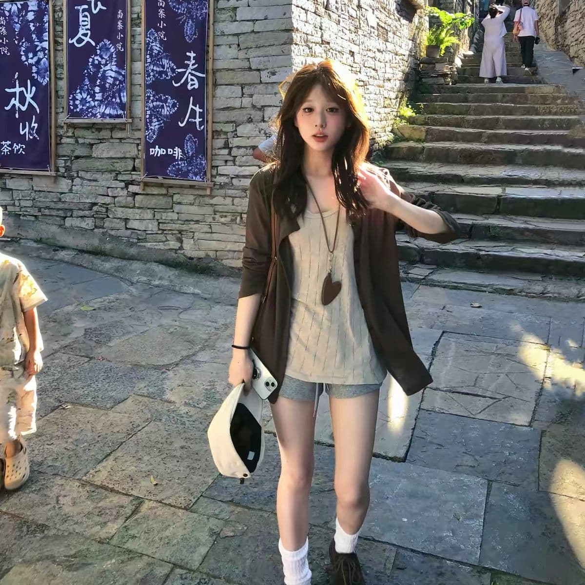 조끼 170 그램 순면 자카드 오픈 가디건 165 그램 눈꽃 면 긴팔 오픈 가디건 인사이드 가져 가라. 투피스 조끼 이미지 4