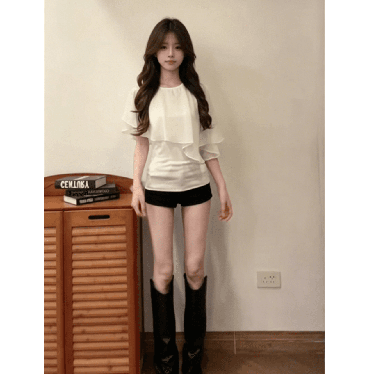 230 톰 글 래 면 리브 45 라이 경기 서울 45 면 10 암모니아 Lun 패치워크 티셔츠 여성 몸매 가꾸기 슬림해 보이는 디자인 센스 맨위 이미지 3