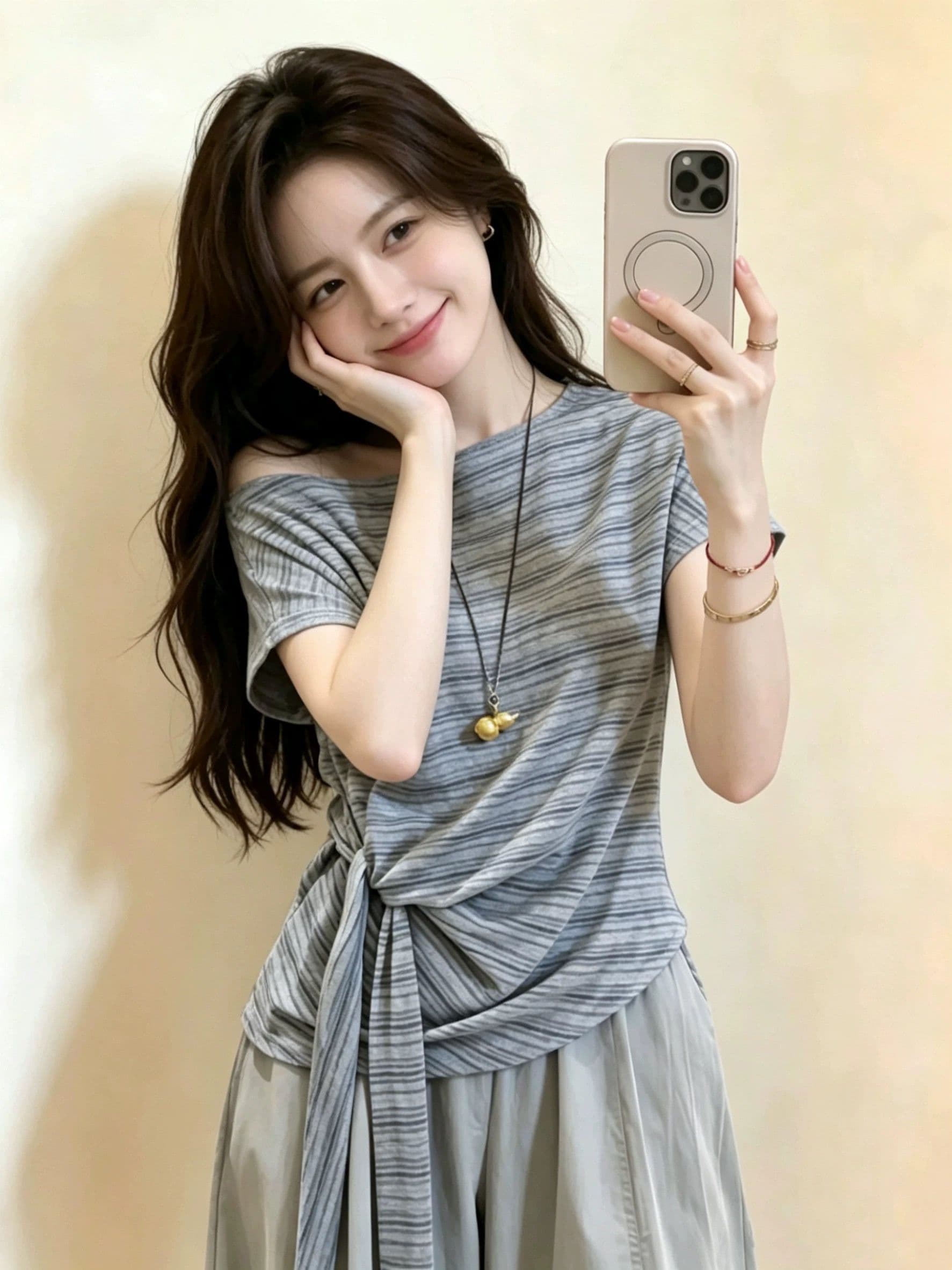 레트로 스트라이프 비스듬한 어깨 스트랩 반팔 티셔츠 여성 새로운 여름 특별 아름다운 꼬집기 허리 위로 의류 착용 가져 가라. 외출용 트렌디 상세 이미지 12