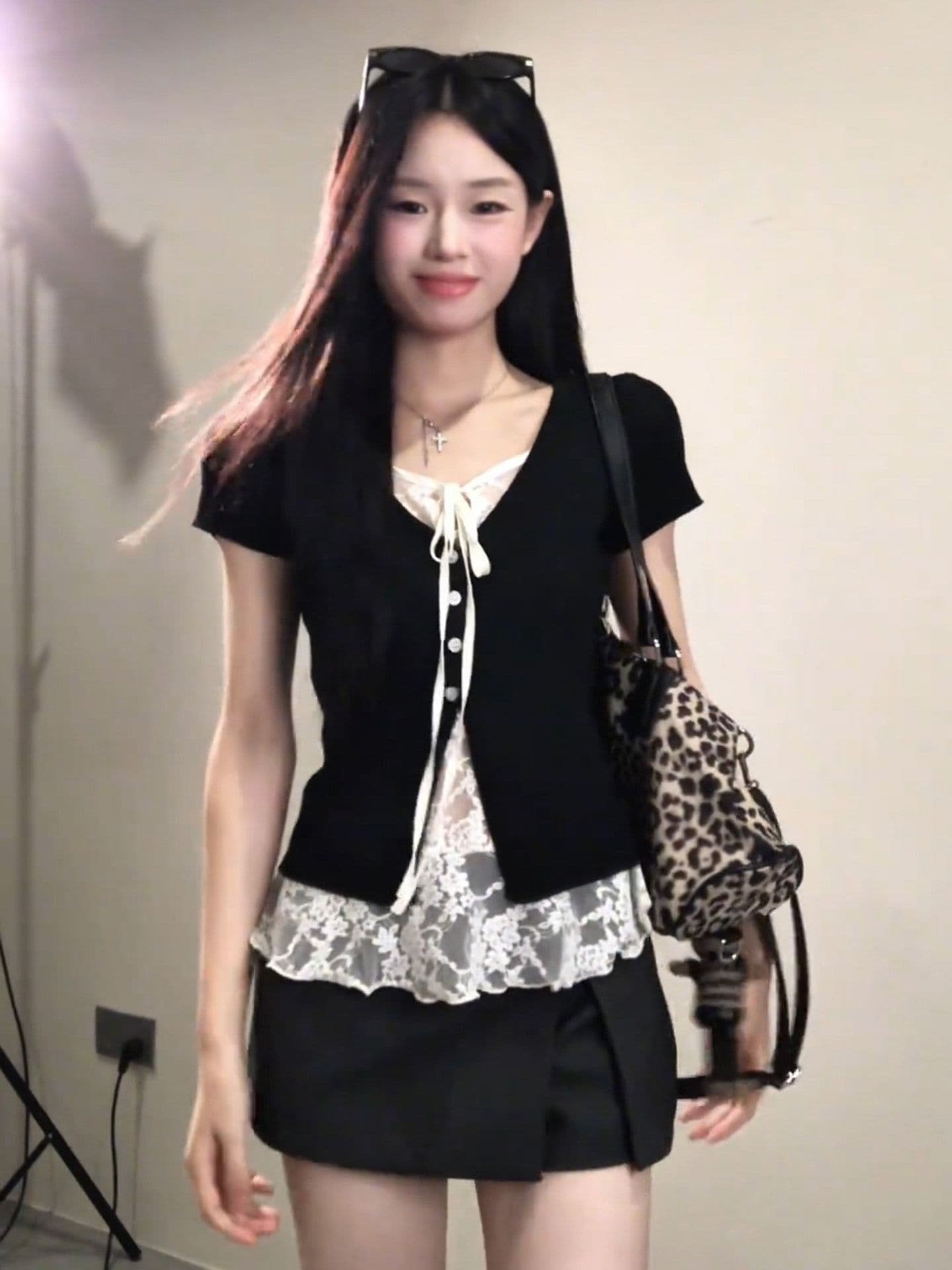 원본 것 한 부서 순수한 욕망 바람 레이스 조각 페이크 레이어드 반팔 티셔츠 여성 여름 몸매 가꾸기 슬림해 보이는 맨위 상세 이미지 2