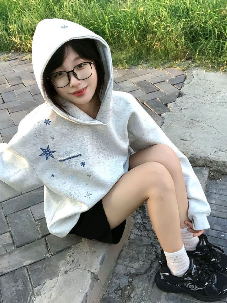 얇은 스타일 털이 있는 순수한 Mianhua 면 복합 후드티 여성 상세 이미지 4