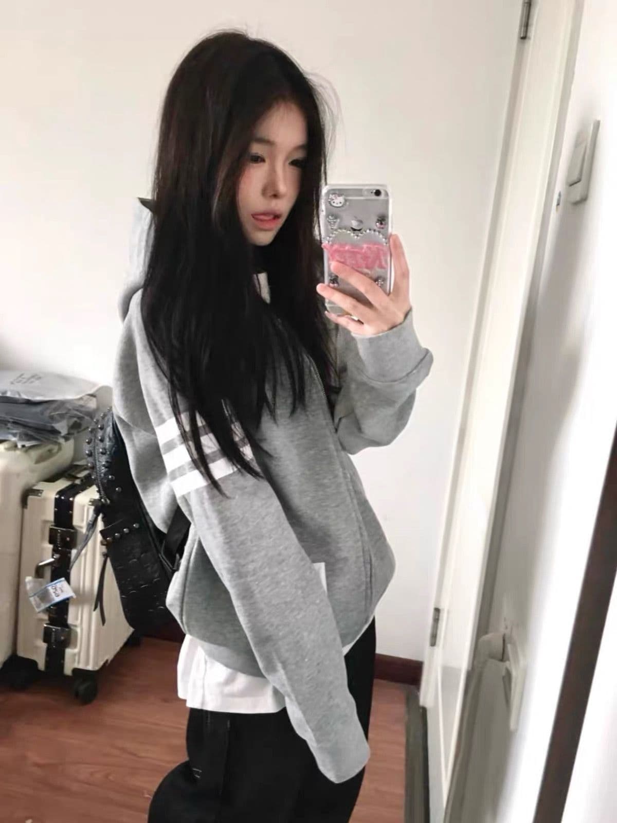 얇은 스타일 원본 천 인사이드 펌프 순수한 Mianhua 면 복합 후드티 여성 이미지 3