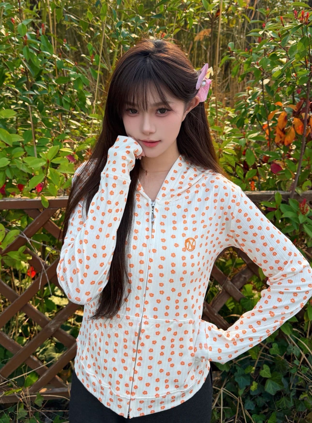 정가 가을 한 부서 품격 데이지 후드 지퍼 여성 코트 여름 몸매 가꾸기 슬림해 보이는 맨위 상세 이미지 5