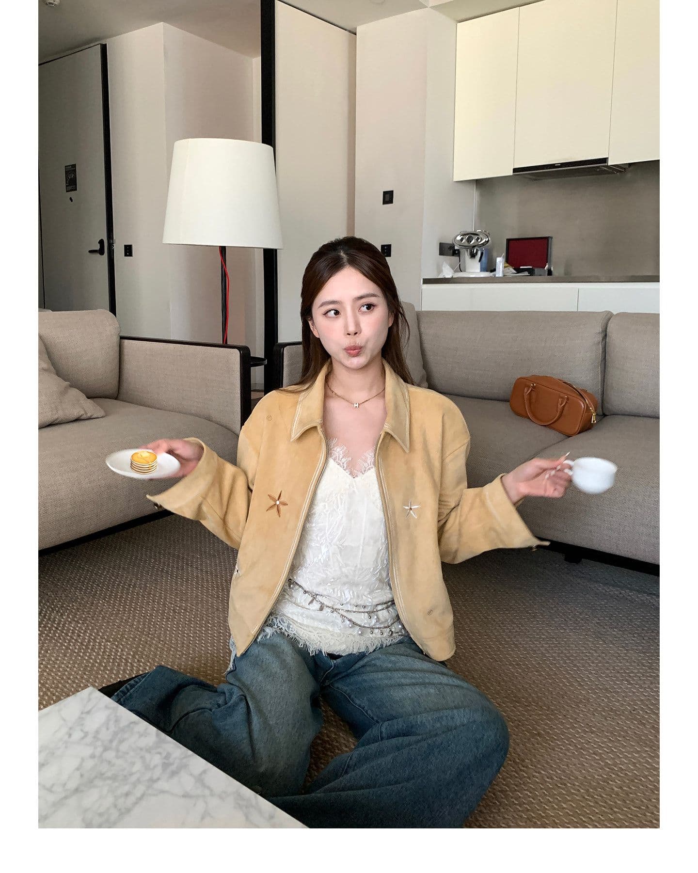 threeh 다우 시시 치즈 레트로 자수 재킷 여성 코트 이른 가을 디자인 센스 작은 대중 고급 쇼트 스타일 맨위 상세 이미지 2