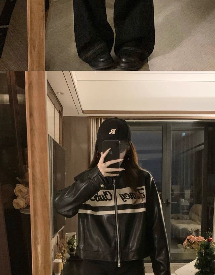 레트로 자수 가죽 재킷 재킷 여성 의류 2026 가을 캐주얼 재킷 지방 mm 표지 고기 슬림해 보이는 맨위 상세 이미지 9