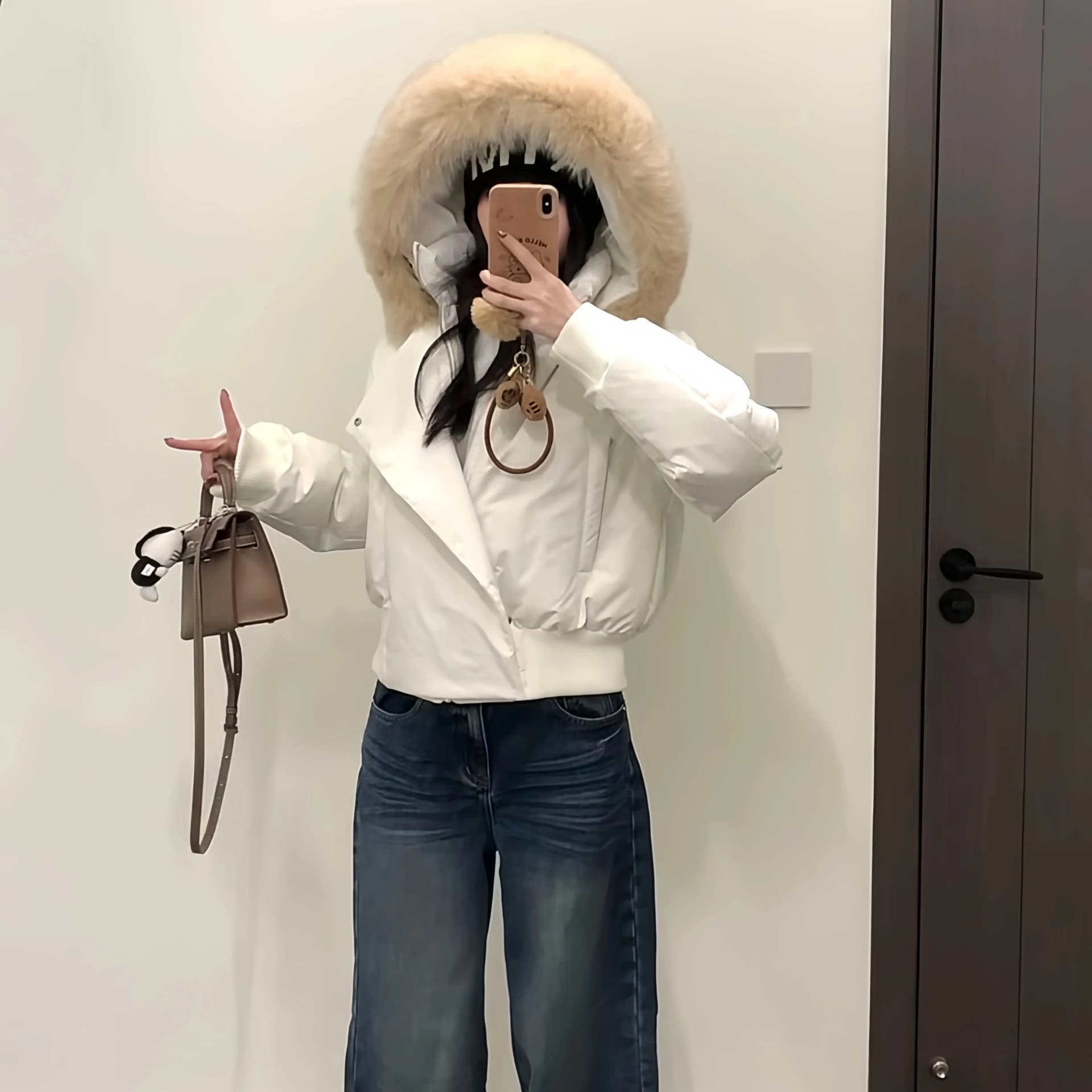 블루스 순간 여우 모피 칼라 쇼트 스타일 자이언트 잘 생긴 다운 재킷 여성 머저리 작은 키 재킷 새로운 코튼 자켓 이미지 4