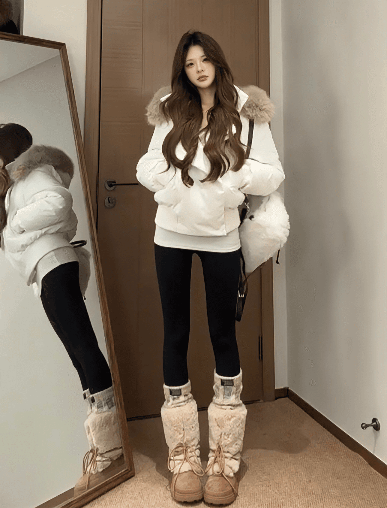 블루스 순간 여우 모피 칼라 쇼트 스타일 자이언트 잘 생긴 다운 재킷 여성 머저리 작은 키 재킷 새로운 코튼 자켓 상세 이미지 1