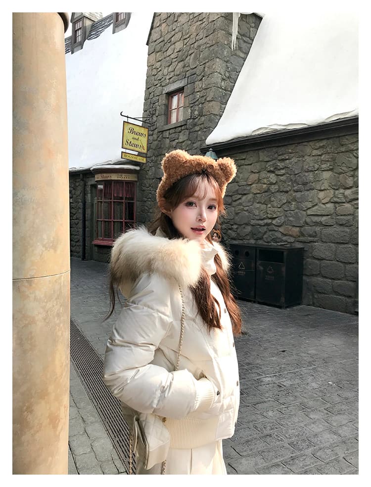 초기 꿈 pokemeng 사랑의 신 벨라 슬림해 보이는 네리 털이 있는 아래 면화 의류 너구리 모피 상세 이미지 42