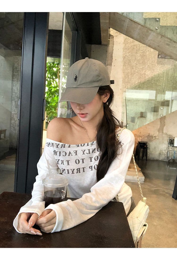 라이 경기 서울 눈꽃 면 자외선 차단 블라우스 여성 여름 긴팔 티셔츠 핫걸 화이트 오프숄더 비스듬한 어깨 의류 상세 이미지 5