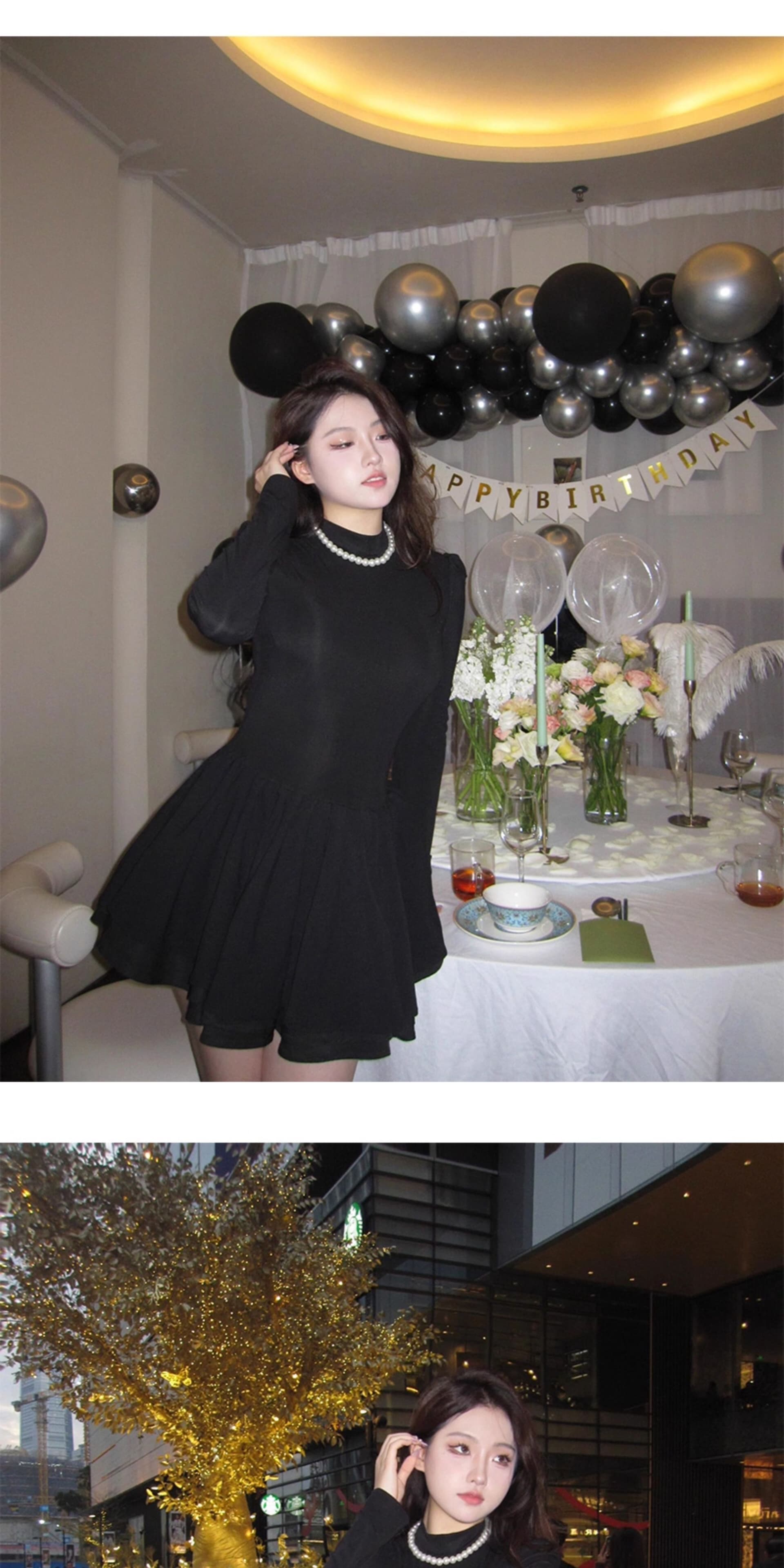 260 그램 사람들 면 리브 3층 치마 하나 그는 벤 바람 검정색 반하이넥 인사이드 가져 가라. 허리 수축 슬림해 보이는 퍼프 스커트 상세 이미지 5