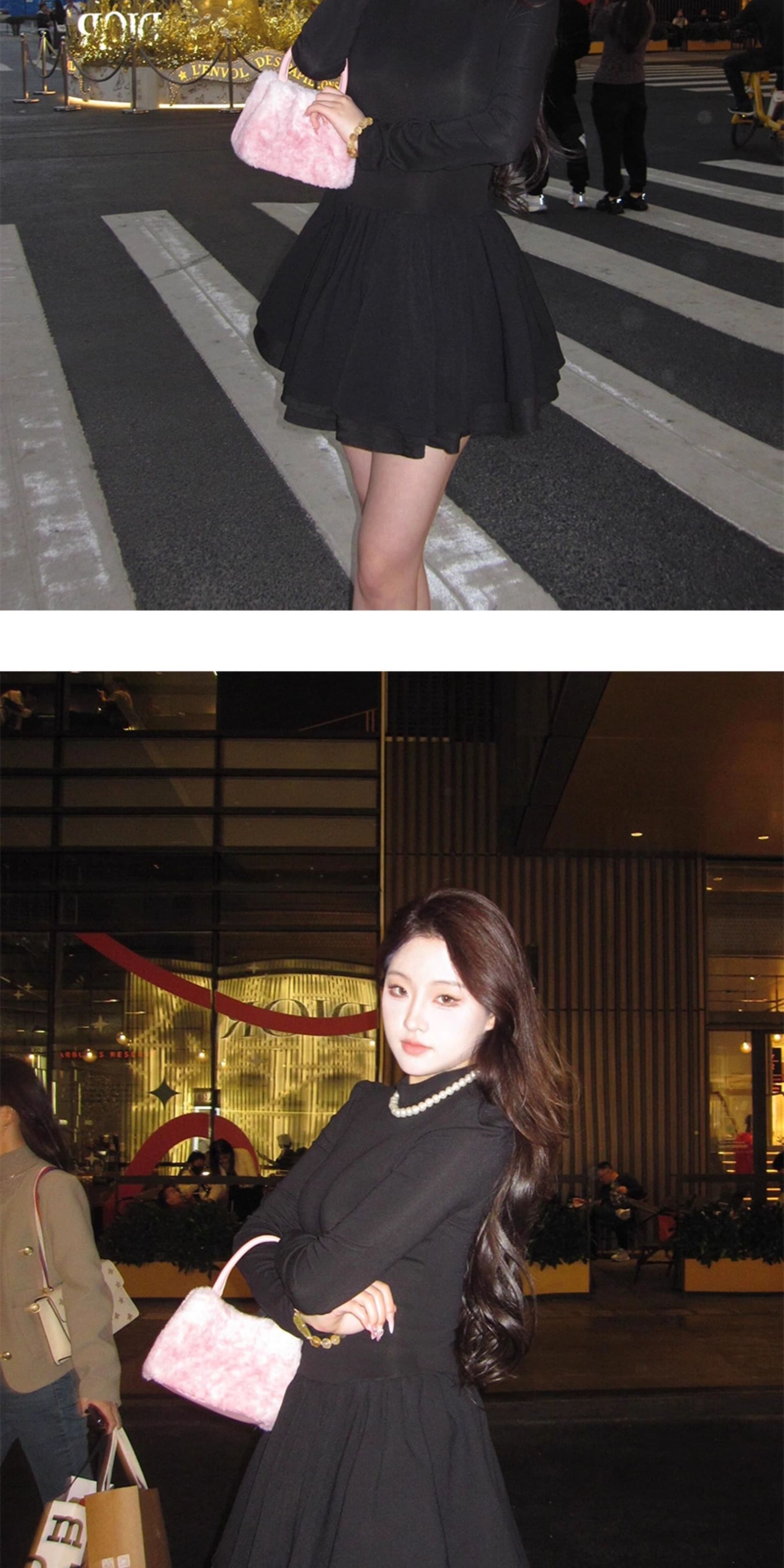 260 그램 사람들 면 리브 3층 치마 하나 그는 벤 바람 검정색 반하이넥 인사이드 가져 가라. 허리 수축 슬림해 보이는 퍼프 스커트 상세 이미지 6