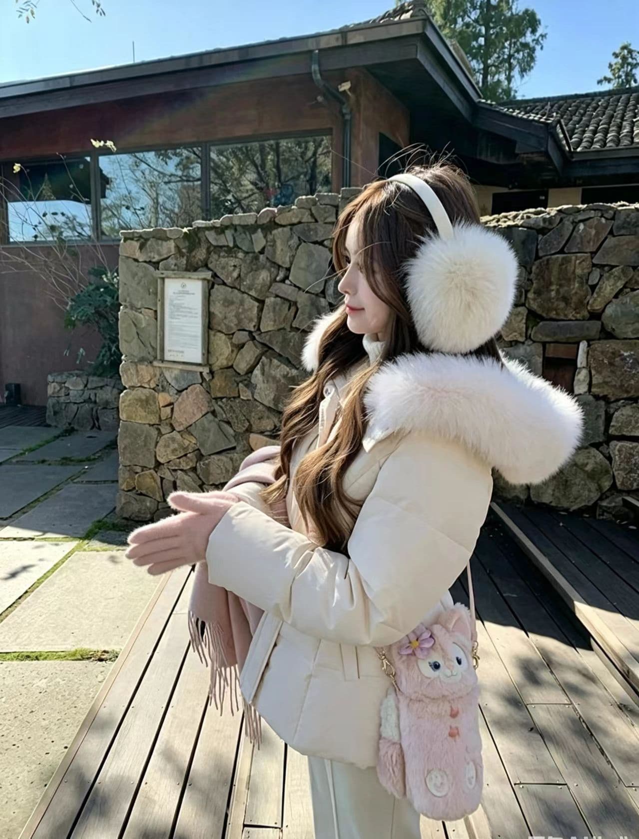 주 추 한 여성 수여 됨 후드 큰 모피 칼라 허리 수축 슬림해 보이는 다운 재킷 여성 겨울 재킷 상세 이미지 13