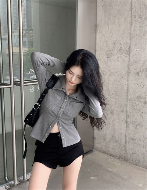 가을 니트 긴 소매 셔츠 디자인 센스 작은 대중 POLO 칼라 순수한 욕망 품격 몸매 가꾸기 슬림해 보이는 맨위 상세 이미지 5