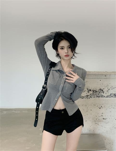가을 니트 긴 소매 셔츠 디자인 센스 작은 대중 POLO 칼라 순수한 욕망 품격 몸매 가꾸기 슬림해 보이는 맨위 상세 이미지 7