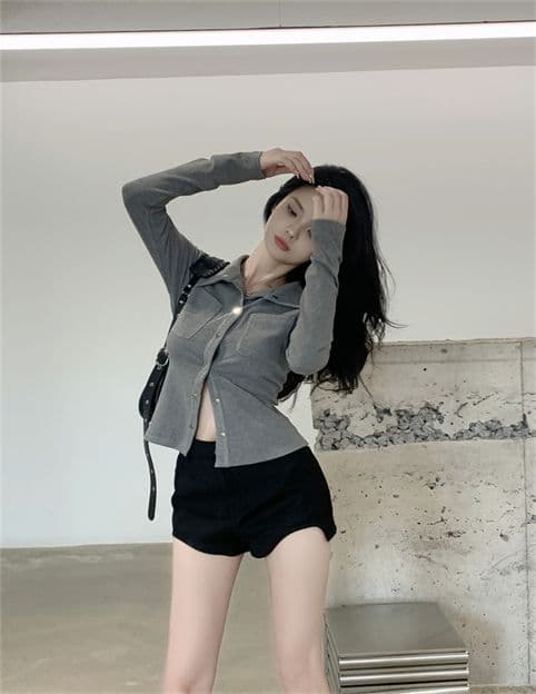 가을 니트 긴 소매 셔츠 디자인 센스 작은 대중 POLO 칼라 순수한 욕망 품격 몸매 가꾸기 슬림해 보이는 맨위 상세 이미지 10
