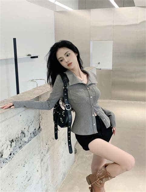 가을 니트 긴 소매 셔츠 디자인 센스 작은 대중 POLO 칼라 순수한 욕망 품격 몸매 가꾸기 슬림해 보이는 맨위 상세 이미지 11