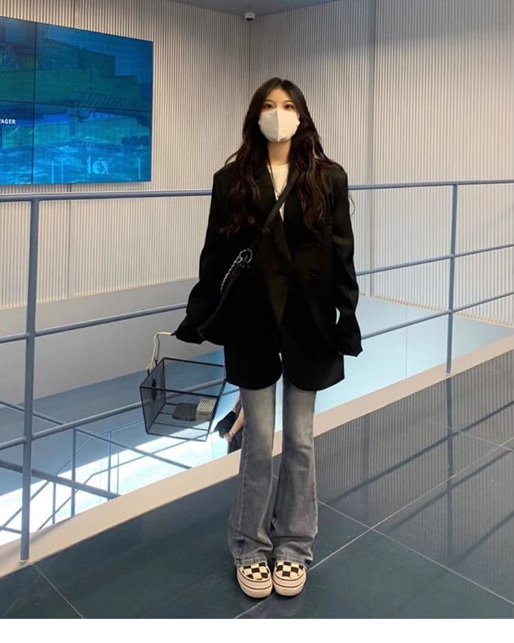 고급 센스 검정색 정장 여성 코트 가을 2026 새로운 한 부서 작은 키 루즈핏 정장 맨위 상세 이미지 2