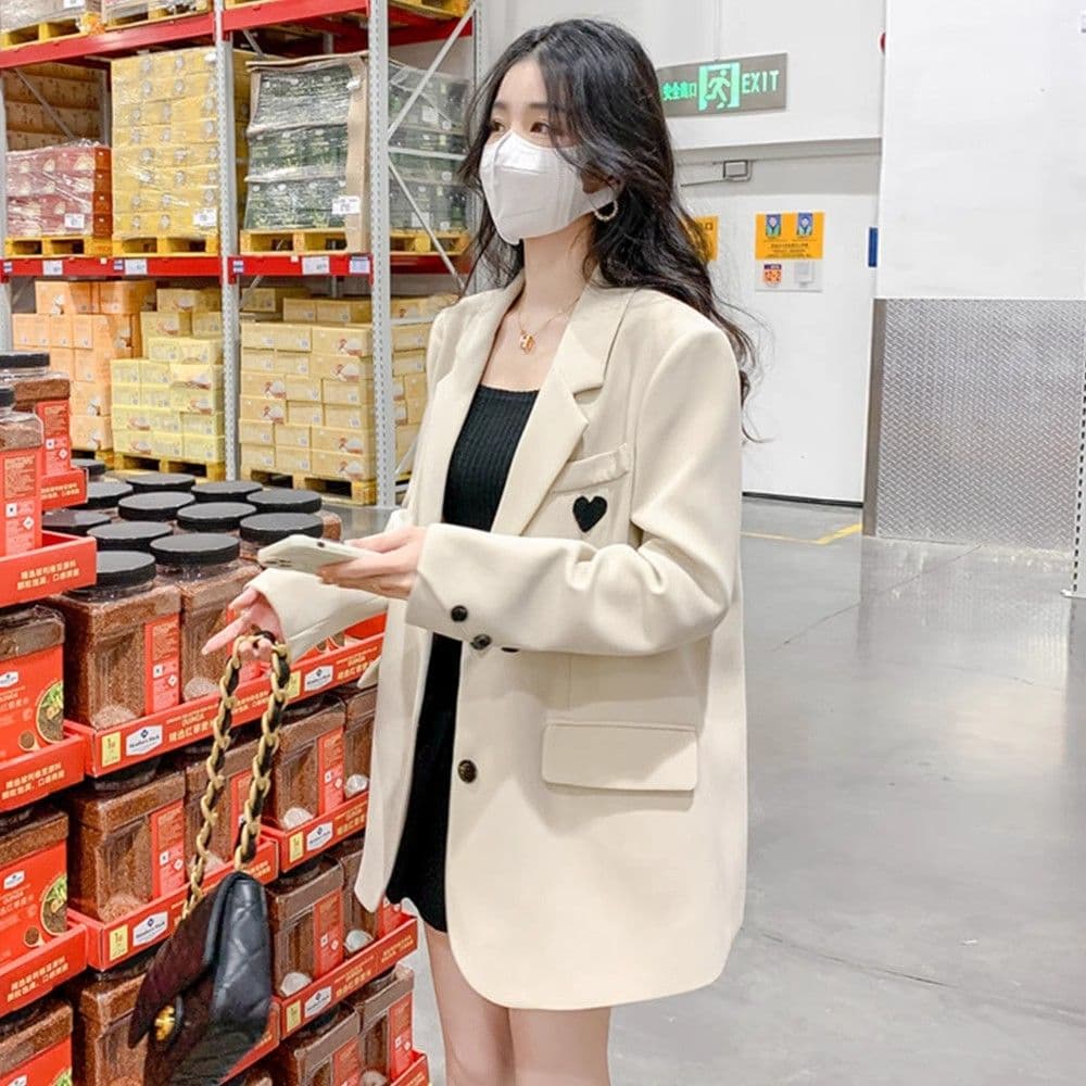 원본 것 정장 여성 코트 작은 키 가을 새로운 고급 센스 튀김 거리 캐주얼 하트 막대기 표준 정장 이미지 2