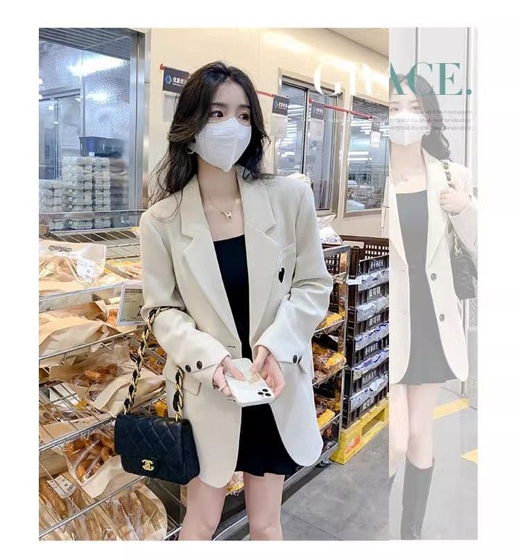 원본 것 정장 여성 코트 작은 키 가을 새로운 고급 센스 튀김 거리 캐주얼 하트 막대기 표준 정장 상세 이미지 3