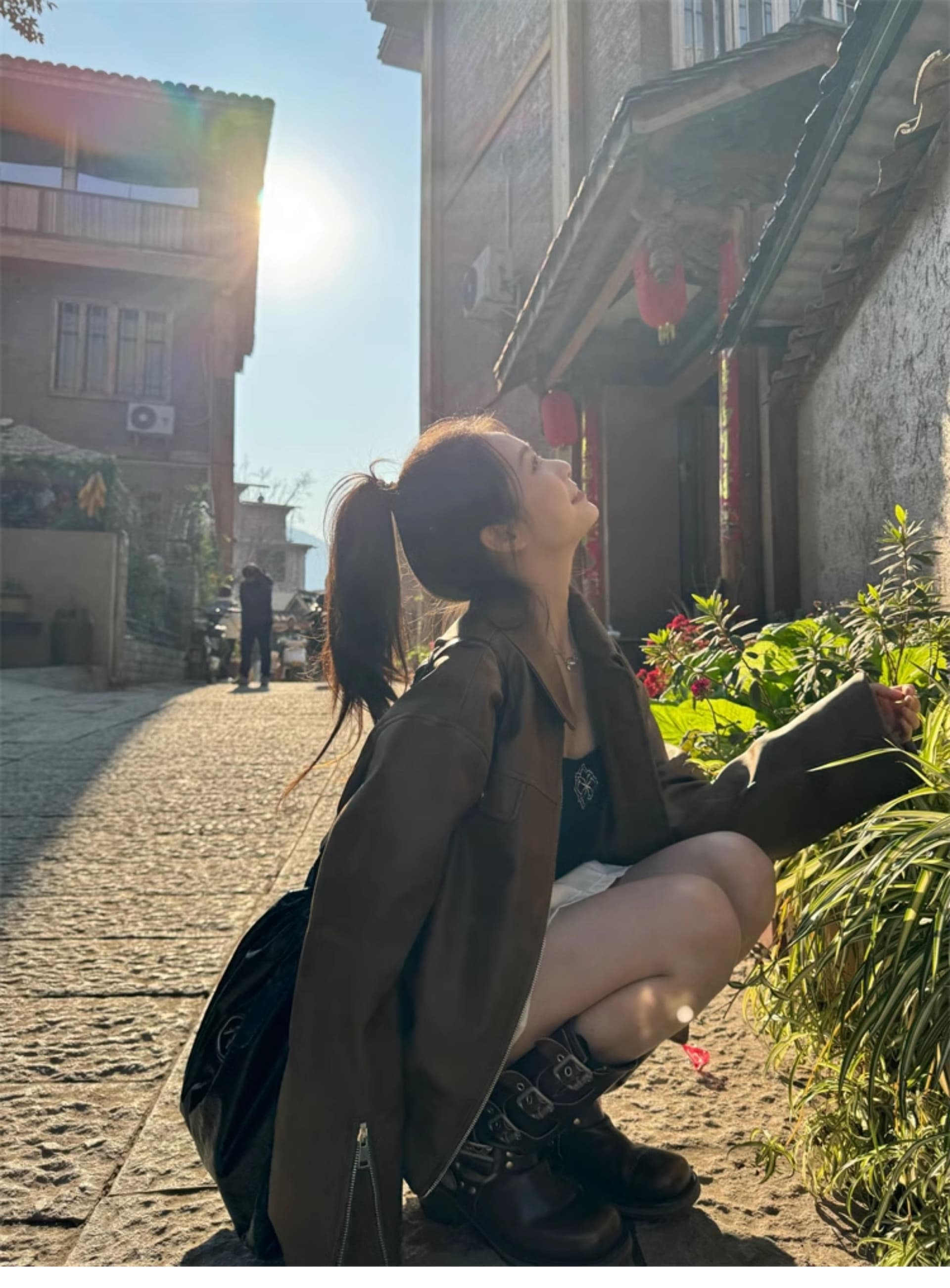아메리칸 레트로 브라운 가죽 재킷 여성 코트 가을 2026 새로운 쇼트 스타일 고급 센스 작은 키 조기 봄 재킷 상세 이미지 6
