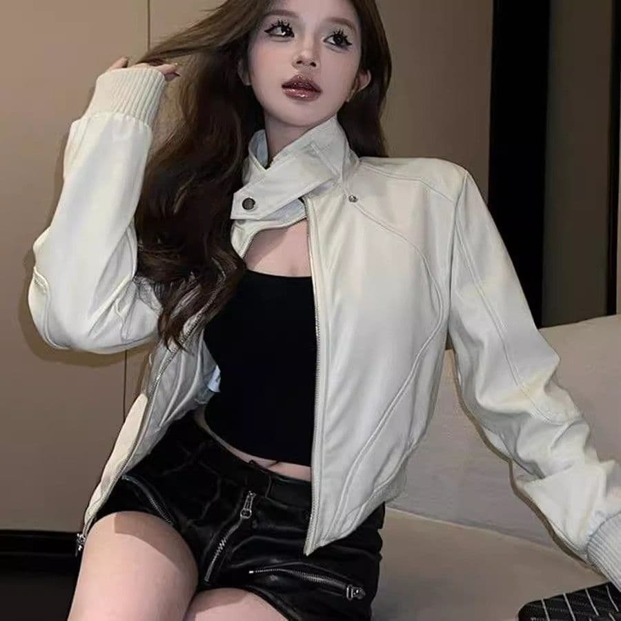 아메리칸 레트로 쇼트 스타일 여성 코트 2026 년 가을 새로운 pu 가죽 재킷 디자인 센스 작은 대중 오토바이 가죽 자켓 트렌디 이미지 5